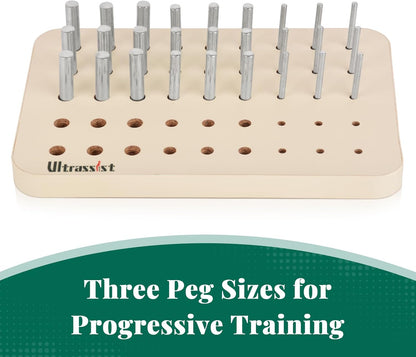 Ultrassist 45-Hole Wooden Pegboard for Occupational Therapy, Fine Motor Skills & Hand Dexterity Training, Includes 45 Metal Pegs, Ideal for Stroke, Brain Injury, Elderly Rehab & Hand Therapy
