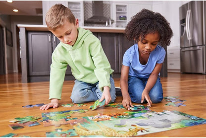 Crocodile Creek 36-Piece Jigsaw Floor Puzzle - Shark Reef - for Kids Ages 3-5 - Heavy-Duty Shaped Box for Storage - 24" W x 18" H Finished