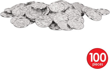 Beistle 200 Piece Embossed Plastic Coins For Pirate Treasure Chest Favors, Casino Theme Decorations