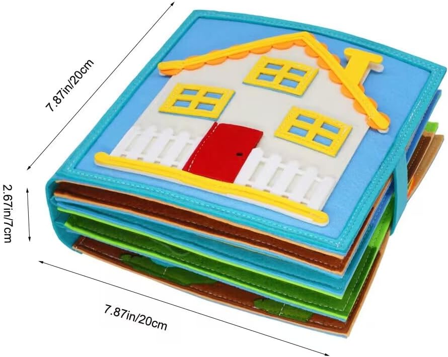 BizyKoady Busy Book for Toddlers 1-3, Montessori Toys for 1 Year Old, Kids Travel Toys, Educational Activity Book, Birthday Gifts for Boys & Girls, Washable Felt Busy Board, Giraffe