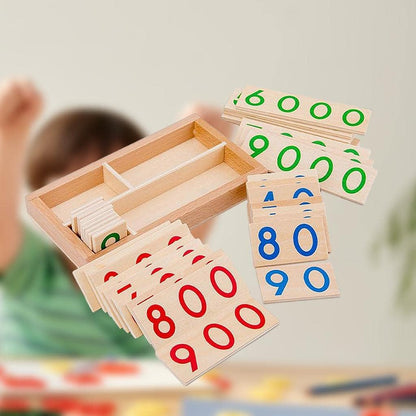 Wooden 1-9000 Number Card Pre- Teaching Aids Motor Skill Activity Gift