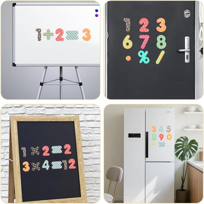 90 Pcs Magnetic Numbers and Math Symbols Learning Educational Soft Magnetic Refrigerator Magnets Math Recognition Whiteboard Fridge