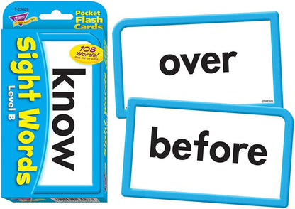 Trend Enterprises: Sight Words Level B Pocket Flash Cards, Great for Skill Building and Test Prep, 56 Two-Sided Cards Included, 108 Commonly-Used Words, for Ages 5 and Up