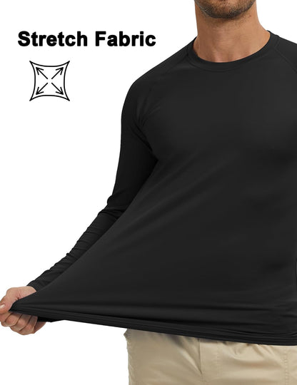 Men's Thermal Shirts Long Sleeve Fleece Lined Crew Neck Base Layer Athletic Workout Tops