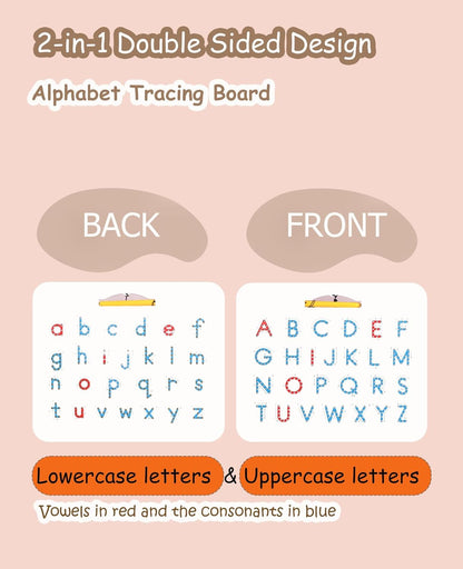 Magnetic Letter Tracing Board, Double-Sided ABC Magnets for Kids-Uppercase & Lowercase Letter Writing Practice, Road Trip Car Activities for Kids, Reusable Handwriting Practice(Ages 3-5)
