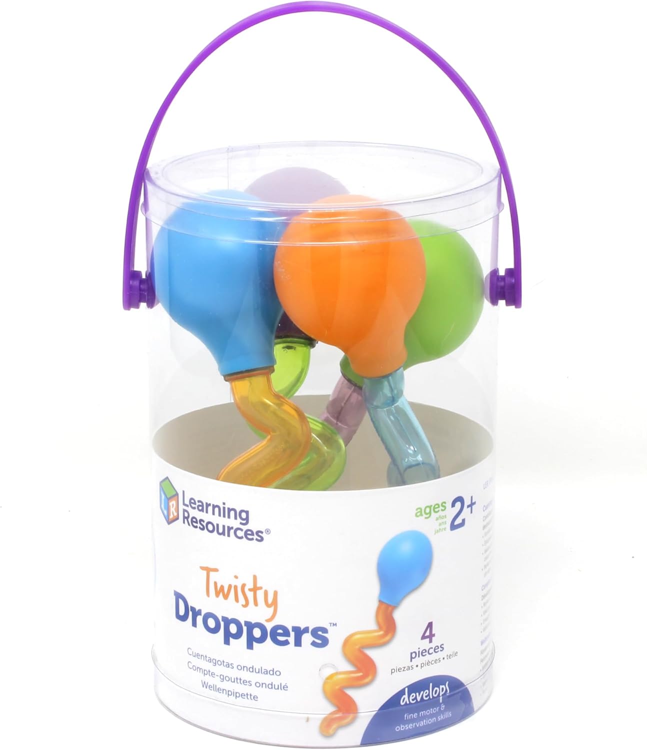 Learning Resources Twisty Droppers, Fine Motor Toy, Science Exploration, Water Dropper, Water Toys for Kids, Set of 4, Ages 2+