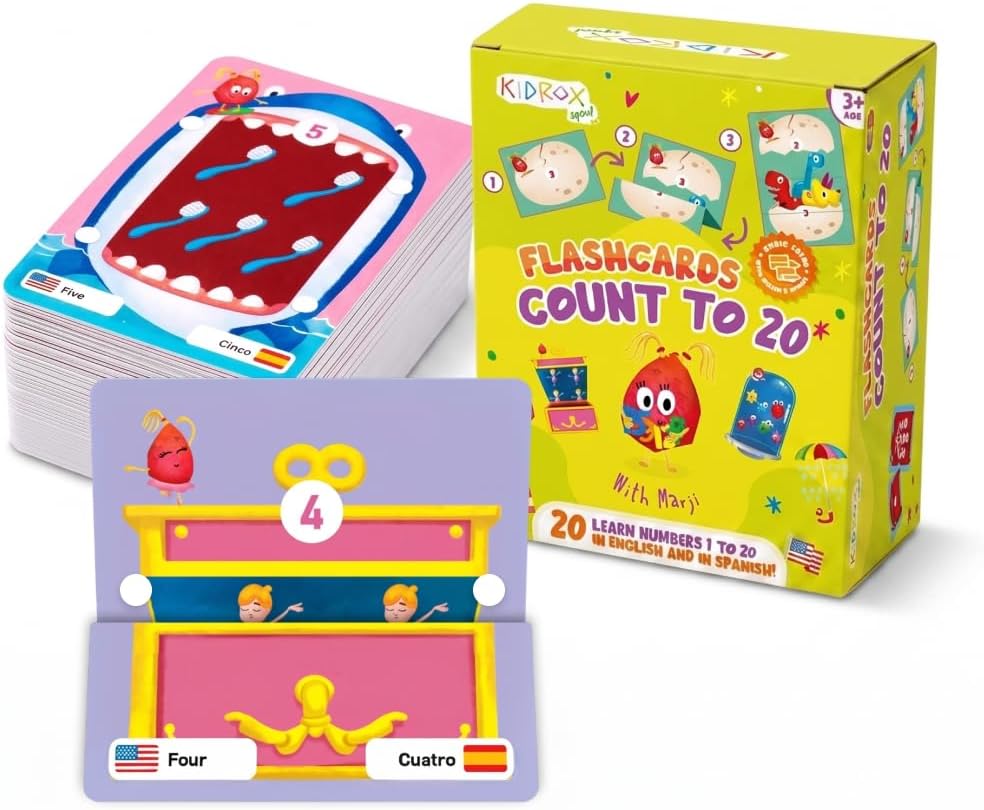 Kidrox Squad Alphabet Flashcards for Kids – 26 Slide-Reveal Cards in English & Spanish | Magic Pull-Tab Bilingual Learning Game for Toddlers & Preschoolers Age 3+