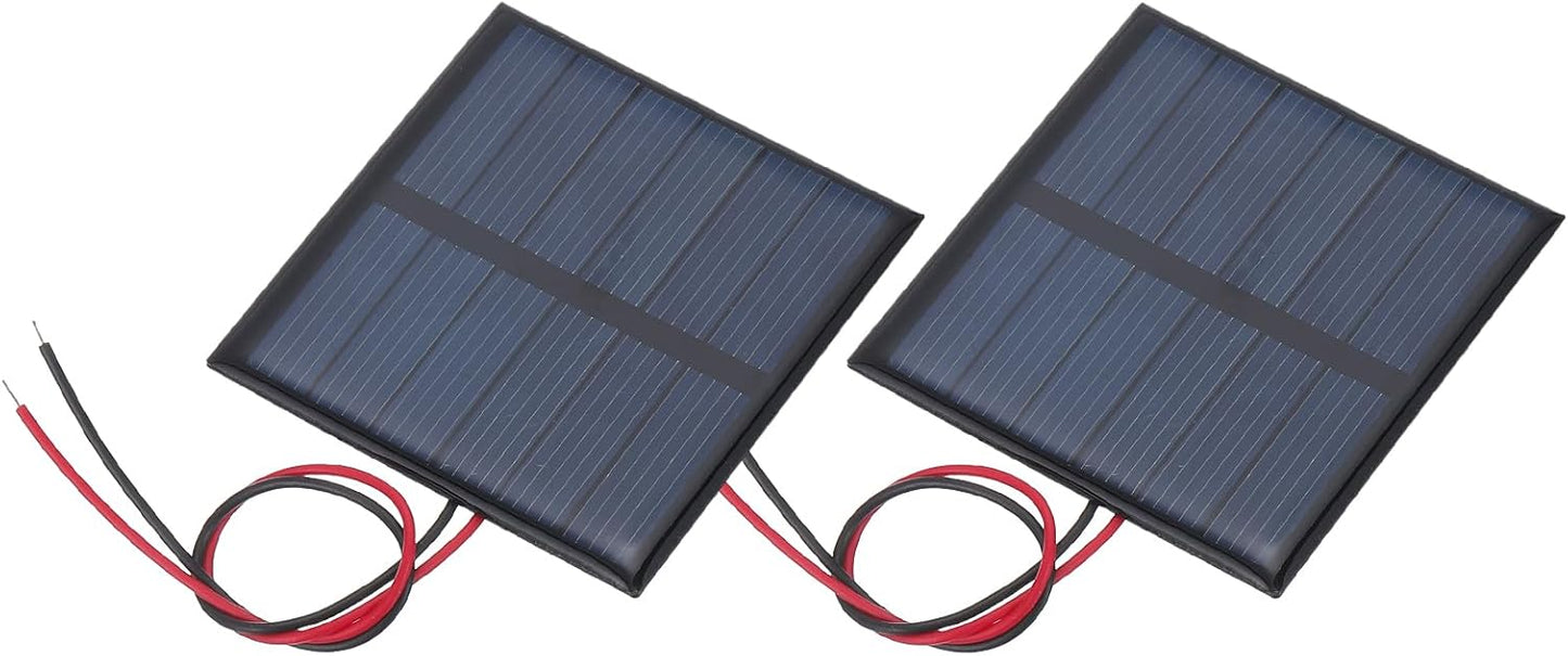 MECCANIXITY 2 Pcs 5.5V 0.44W 70mA Mini Solar Panels, Small Polycrystalline Solar Cell Panel with 2 Cable for DIY Electric Toy Materials Kits Charger, 60mm x 60mm