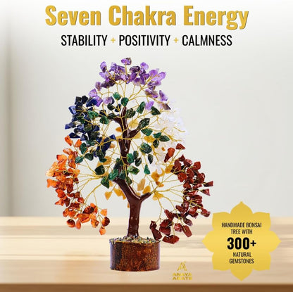 ANAYA AGATE 7 Chakra Healing Crystal Tree of Life Kit, Bracelet, Pendant, Necklace, Feng Shui Money Bonsai Tree, Positive Energy for Women, Mom, Sister and Housewarming Decoration