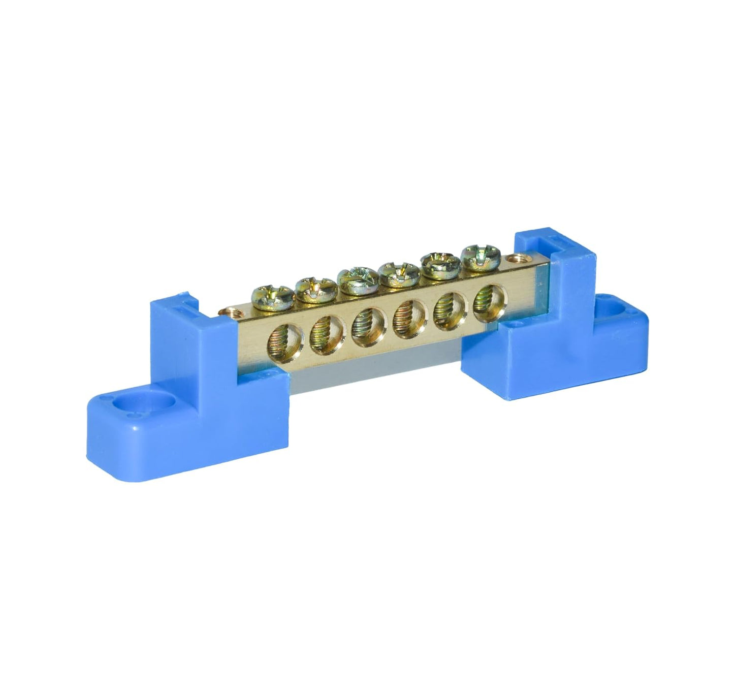 10 Positions Terminal Bus Bar Block 6 Pack Brass Wire Screw for Car Boat Marine Ground Power Distribution Grounding Electrical Bars Strip Block for 12V-110V, Blue