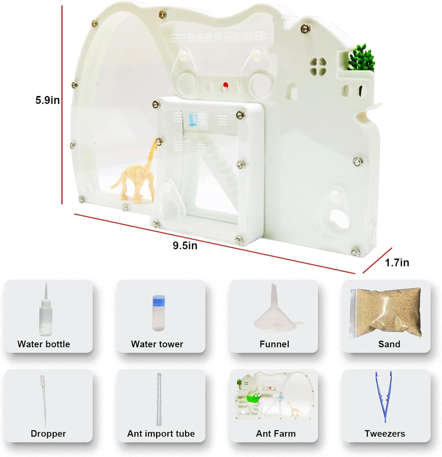 EXBEPE Large Sand Ant Farm Castle,Ant Habitat with Dinosaur Digging to Study Ant Colony Ecosystem Behavior,Science Educational Gift for Kids