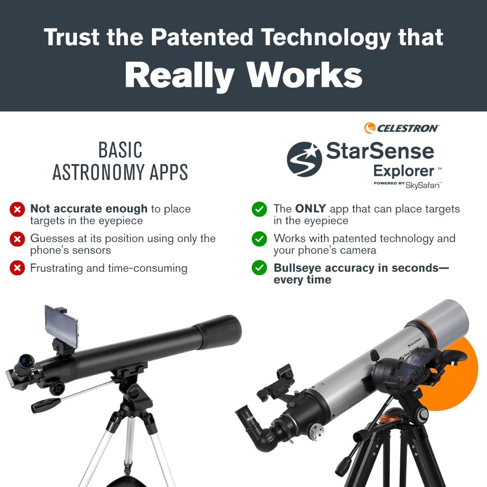 Celestron StarSense Explorer DX 130AZ App-Enabled Telescope – 130mm Newtonian Reflector with Smartphone Dock & StarSense App – iPhone & Android Compatible – Easy-to-Use for Beginners
