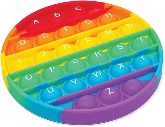 Alphabet Pop It Rainbow Fidget Toy with Letters - 1st Grade Classroom Must Haves- Round Bubble ABC Pop Its - Popits for Kids - Toddlers Poppers Sensory Learning Toy