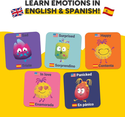 Kidrox Squad Alphabet Flashcards for Kids – 26 Slide-Reveal Cards in English & Spanish | Magic Pull-Tab Bilingual Learning Game for Toddlers & Preschoolers Age 3+