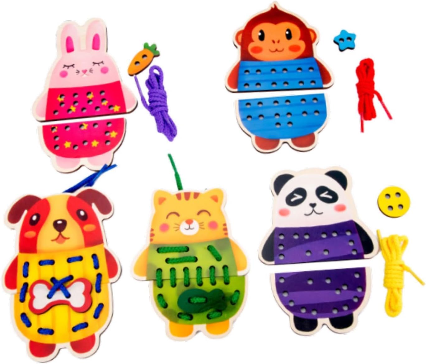 getuse Lacing Cards Sewing Kit for Preschoolers and Kids Threading Activity Developing Imagination Lacing Playing Games Sewing Cards- Fruit