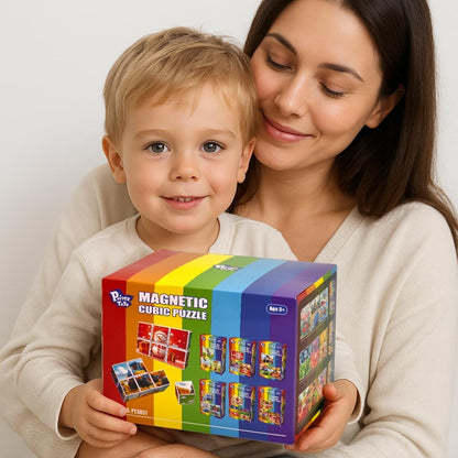 Pairez Toys 3D Magnetic Cubic Jigsaw Puzzle Toys for Toddlers, Large Building Blocks Cubes 1.65 Inches, Sensory & Montessori Toys for Kids 3-5