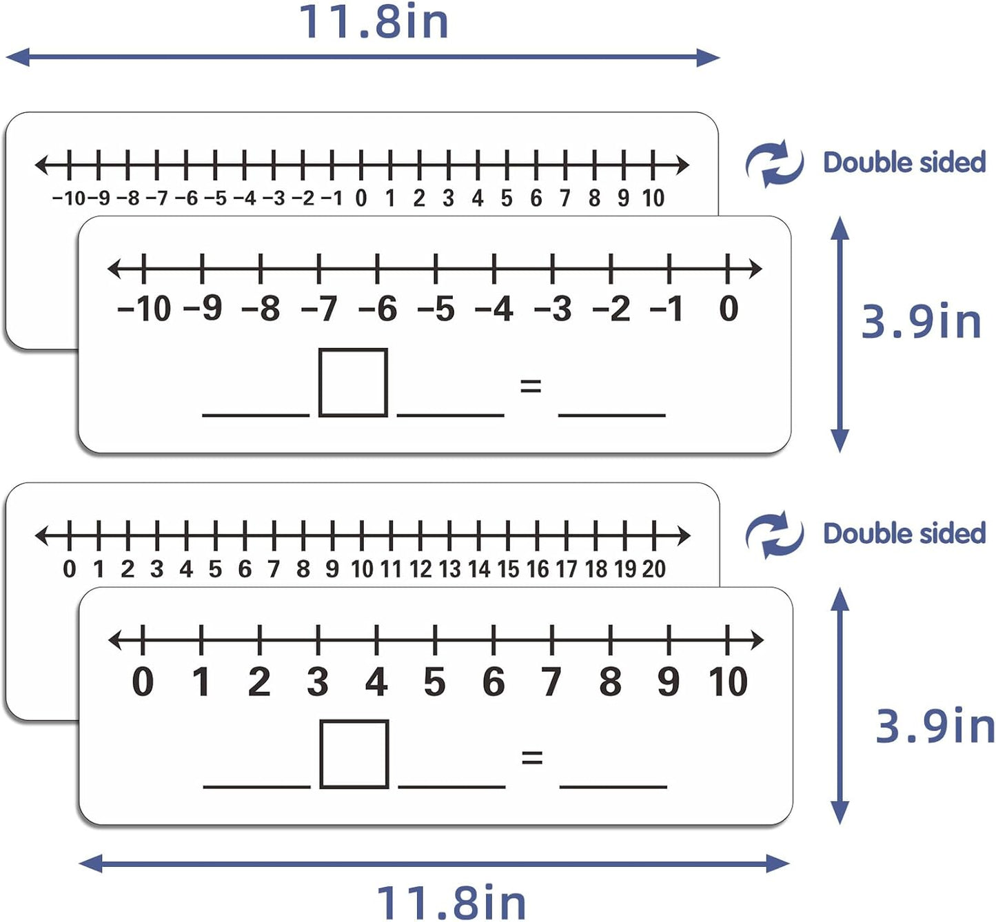 2 Pcs Dry Erase Number Line Board, Double Sided Number Line for Students, Homeschool, Teacher Supplies, Classroom, Math Game for Math Center，High Quality Durable 12 x 4 Inch 0-10, 0-20