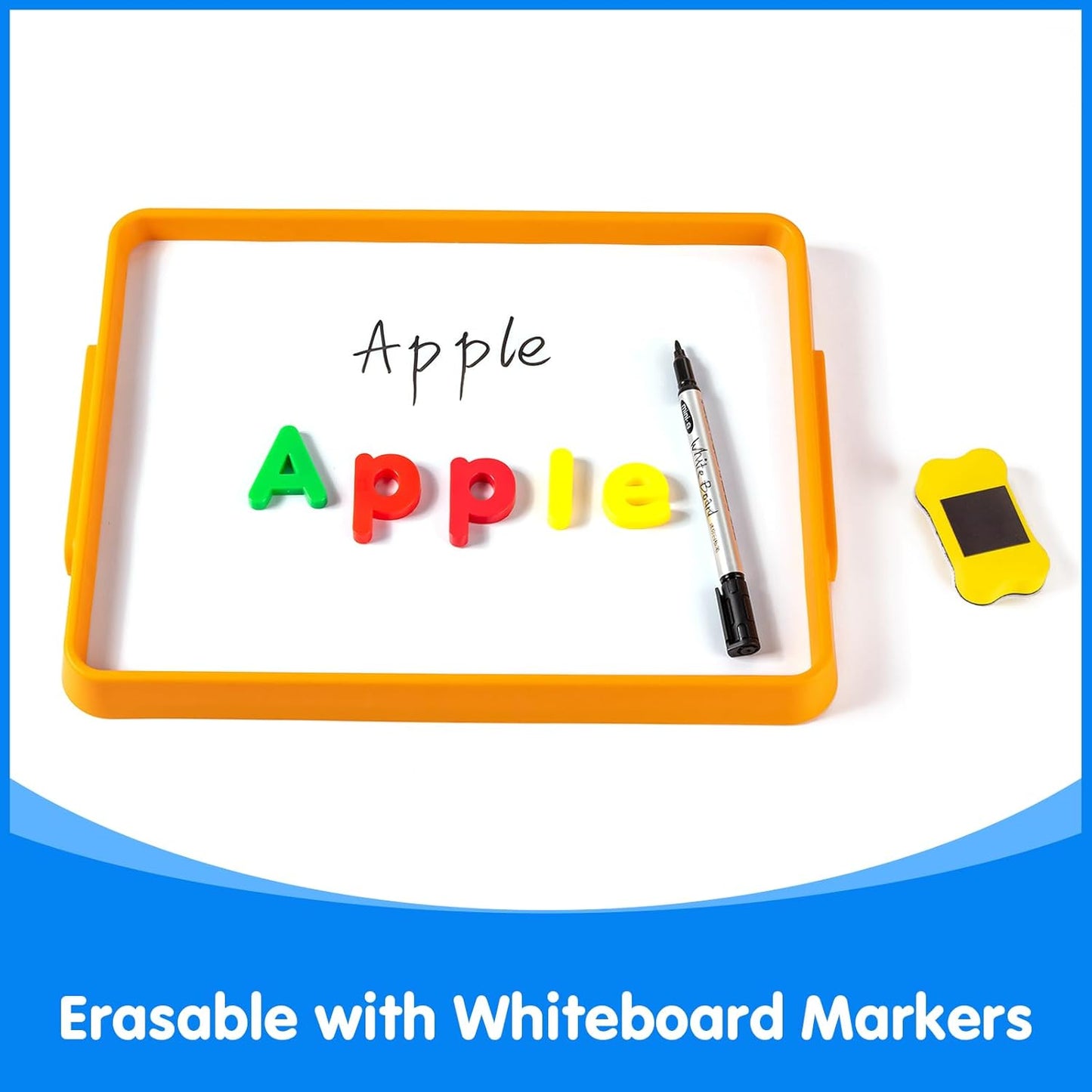 Magnetic Tray – Magnetic Whiteboard for Kids with Dry Erase Surface, Stackable Magnetic Dry Erase Activity Tray（Cyan）