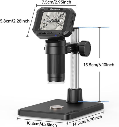 4.3" Coin Microscope for Error Coins (Detail View Only), 1000X Digital LCD Magnifier with Anti-Glare Side Lights, 1080P USB PC View (Win/Mac), Rechargeable Scope for Numismatic Grading