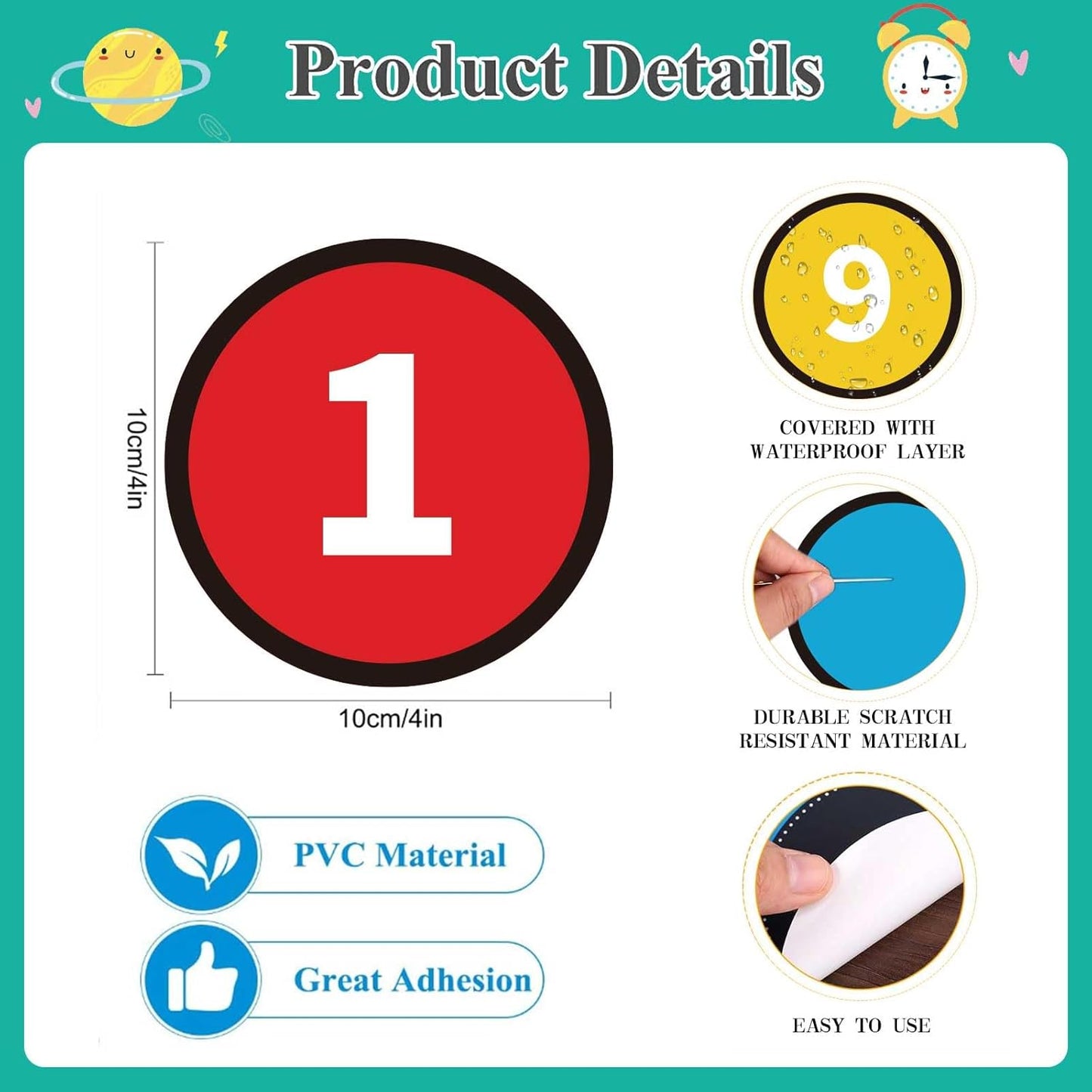 Floor Number Stickers for Classroom Lining up - 36PCS Line up Spots for Classroom Floor Stickers Dots Floors Numbers Decals for Back to School Preschool Kindergarten Supplies