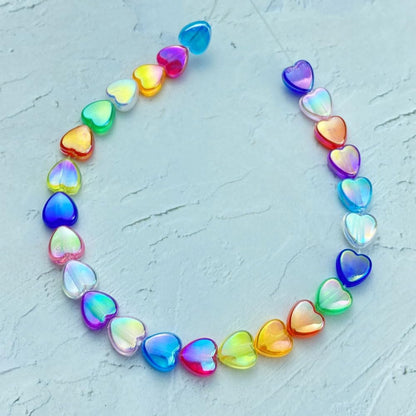 400 PCS Acrylic Heart Shape Beads AB Colors Heart Pony Spacer Beads for Jewelry Making DIY Bracelet Earring Necklace Key Chains(Deep Pink)