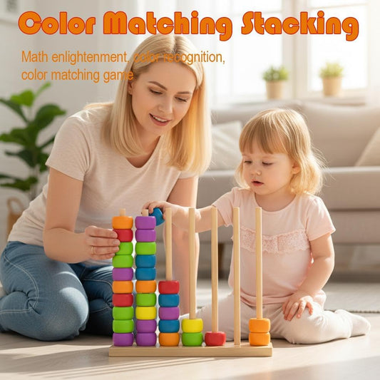 Wooden Color Match Challenge Game, Fast-Paced Rainbow Ring Stacking Puzzle Games for Learning & Sorting Color, Stacking Puzzle for Family & Adults, Speed & Strategy Games for Game Night