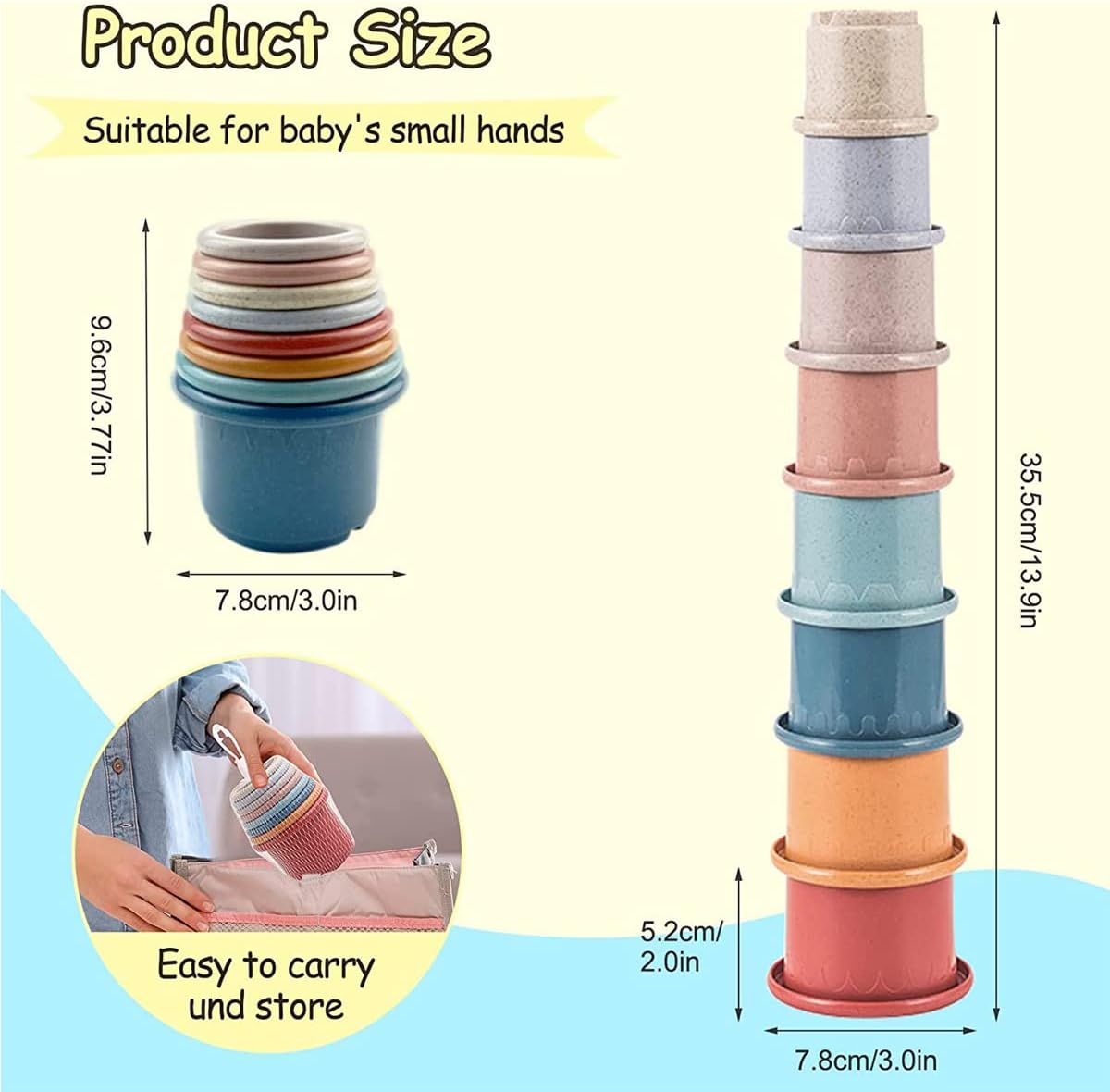 Baby Stacking Nesting Cups Toys for Baby 6 to 12 Months, Montessori Toys for Toddler Gifts 1 2 3 Year Old