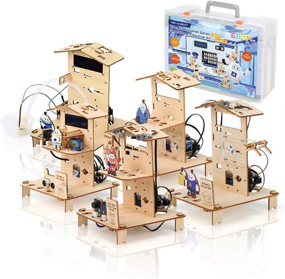 ACEBOTT 5-in-1 ESP32 STEM Smart Home and School Education Kit Compatible with Arduino, STEM Robotics Science Kits for Students Age 12+, Engineering Projects STEAM Activities Gifts 12-16 Year Old