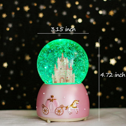 Snow Globes, Girls Castle Music Snowglobes with LED Lights, Automatic Snowfall Effect, Birthday Christmas for 5-16 Year Old Girls, Kids Room Decor (Pink)