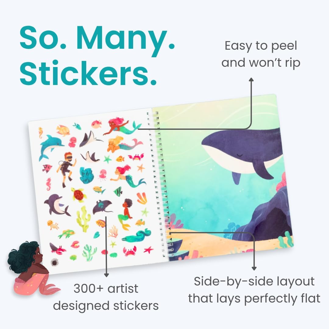 Animals Habitat 500+ Kids Sticker Book by Cupkin Toddler Airplane Travel Activity Coloring and Sticker Book, Road Trip Essentials, 12 Coloring Pages + 12 Scenes for Ages 2–8 Years - Colors A