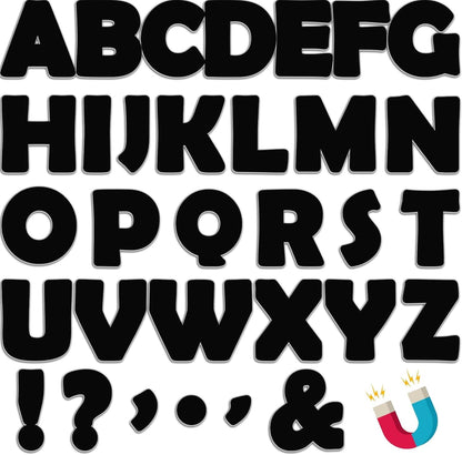 Qyeahkj 103 Pcs Black Magnetic Letters 2’’ Black Classic Magnetic Letters for Whiteboard Fridge Magnetics Alphabet Letter Kit for Tool for Home