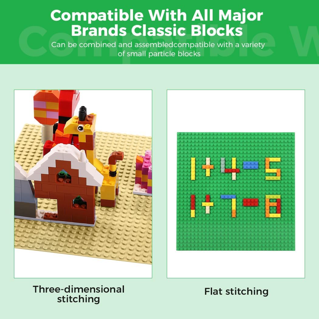 Classic Baseplates Building Plates-10" x 10" Building Boards,100% Compatible with All Major Brands and Activity Table, Creative Platforms Mats for Toy Bricks (Sand, 8 Pack)