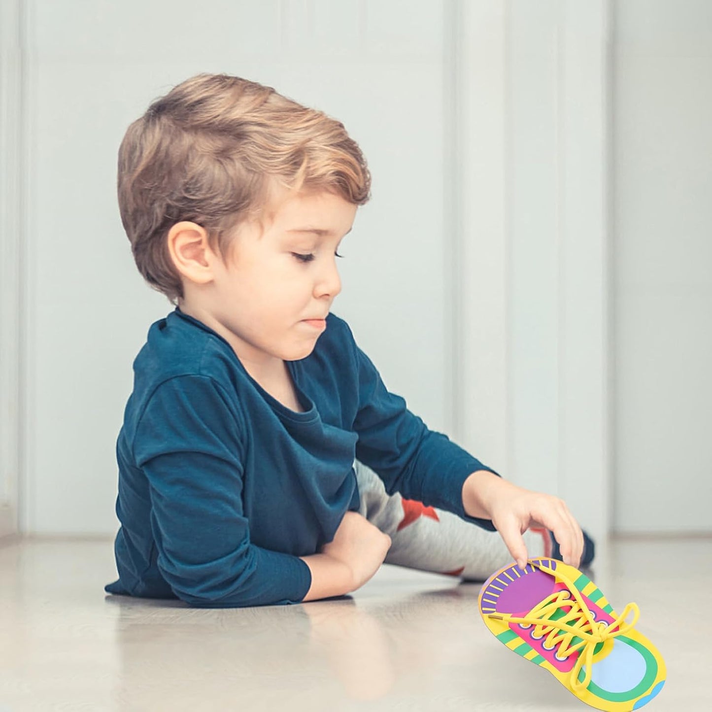 NUOBESTY 5 Sets Shoelace Threading Toys Educational Lacing Toys for Kids Learn to Tie Shoelaces Early Childhood Practice Kit 7.08X3.93In