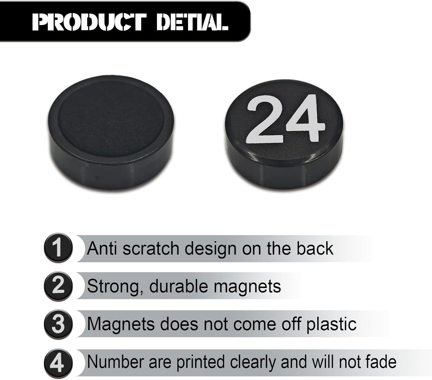 1-50 Magnetic Numbers, Magnets with Number for Dry Erase Boards, Round Number Refrigerator Magnets for Whiteboard in Home and Office (0.8" Diameter, Black)