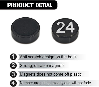1-50 Magnetic Numbers, Magnets with Number for Dry Erase Boards, Round Number Refrigerator Magnets for Whiteboard in Home and Office (0.8" Diameter, Black)