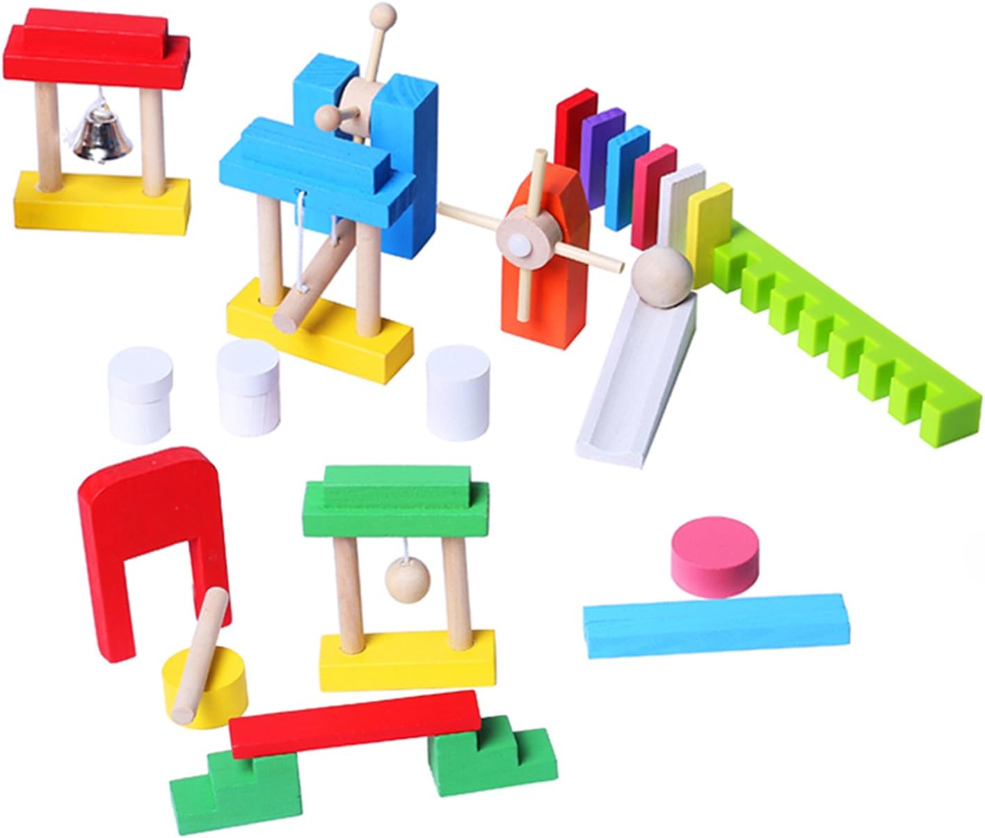 Joqutoys 600 PCS Dominoes Set for Kids, Wooden Domino Building Blocks, 6 Colors Bulk Dominoes Racing Tiles Games with Extra 26 Add-on Blocks and Storage Bag, Educational Toys for Kids Birthday Party