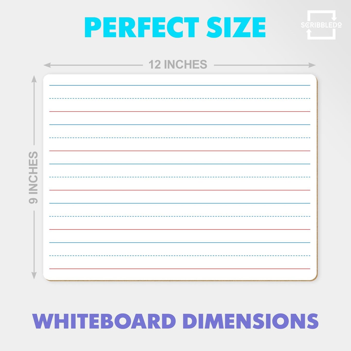 Scribbledo 10 Pack Double Sided Whiteboards Lined Dry Erase Board for Kids Ruled Writing Board Handwriting Practice for Kids Small White Board Dry Erase Boards Lines 9x12 Student 10 Dry Erase Markers