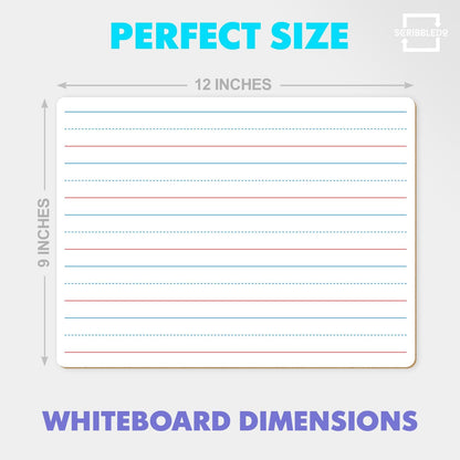 Scribbledo 10 Pack Double Sided Whiteboards Lined Dry Erase Board for Kids Ruled Writing Board Handwriting Practice for Kids Small White Board Dry Erase Boards Lines 9x12 Student 10 Dry Erase Markers