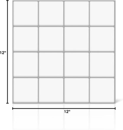 VViViD 11 Sheets Peel and Stick Grey Gloss Faux Ceramic Brick Wall Tiles, Self Adhesive Backsplash 12”x12”, 2mm Thick Kitchen, Bathroom (11 sq. ft.)