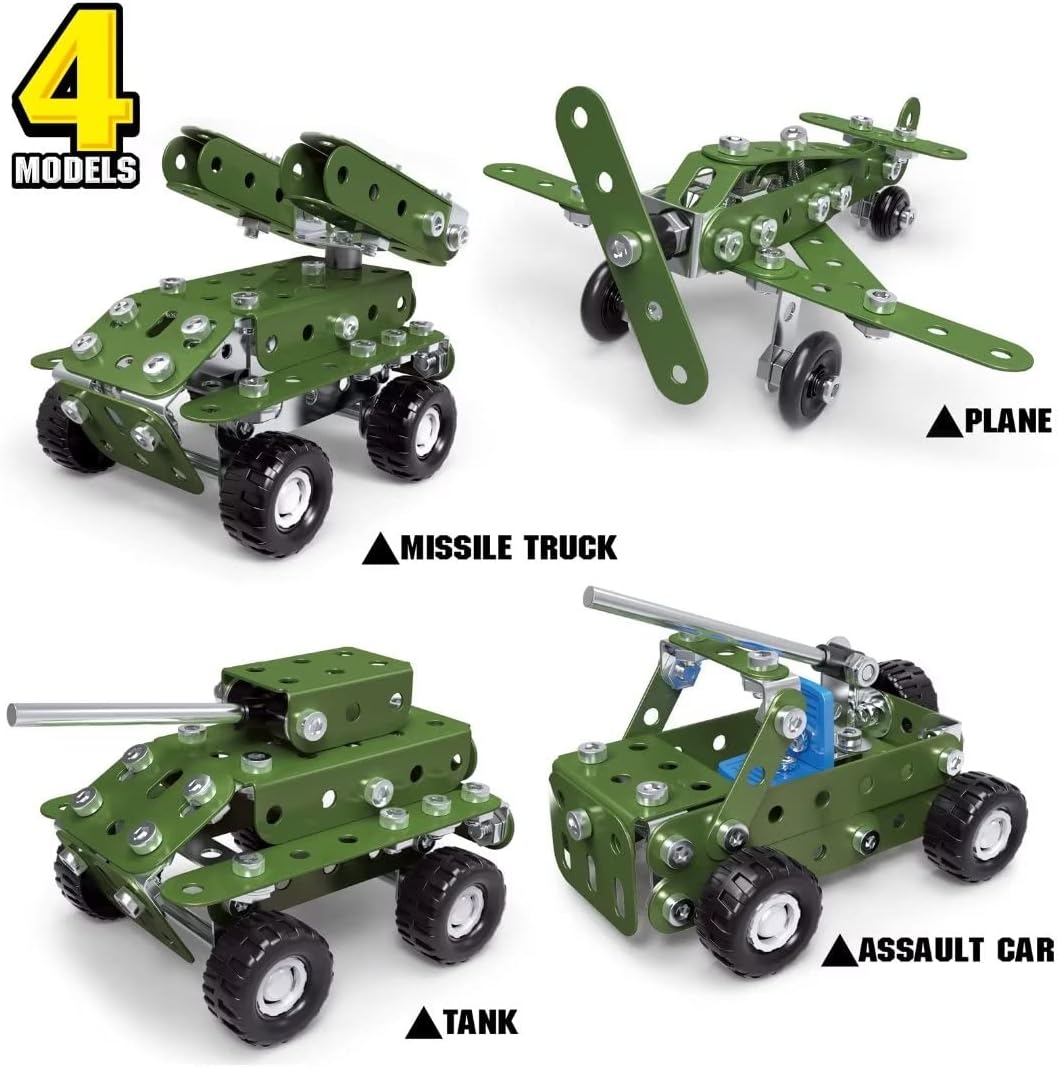 Ferthor Fun 7 in 1 STEM Toys,Creative Set for Boys Age 8-12,Learning Engineering Kids Building Blocks Model Kits,Metal Construction Toys for Kids 8 9 10 11 12+ Year Old(180PCS No Motor)