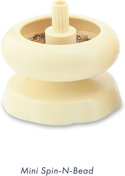 Beadalon Spin N Bead Spinner for Fast Stringing - Ideal for Beaders, Jewelry Makers & Designers - Wood Bowl with Big Eye Needle - Saves Time & Loads Seed Beads Efficiently