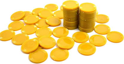 Smartdealspro 64pcs 32mm/1.26 Inch Opaque Plastic Learning Counters Disks Mini Poker Chips Game Tokens with Storage Box (Red)