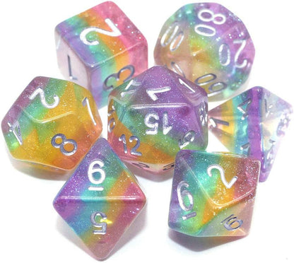 Polyhedral DND Dice Set RPG Rainbow Dice for Dungeons and Dragons(D&D) Role Playing Game,MTG,Pathfinder,Table Game,Math Games Dice Set with Dice Pouch