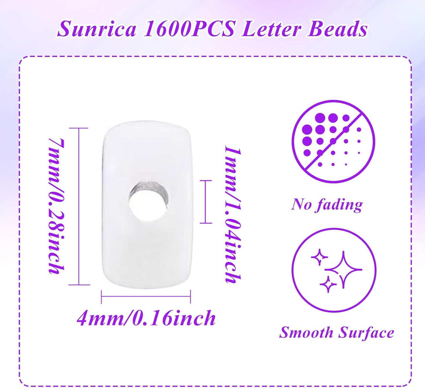 1600Pcs White and Silver Round Letter Beads A-Z, 4X7mm Acrylic Alphabet Beads for Jewelry Making