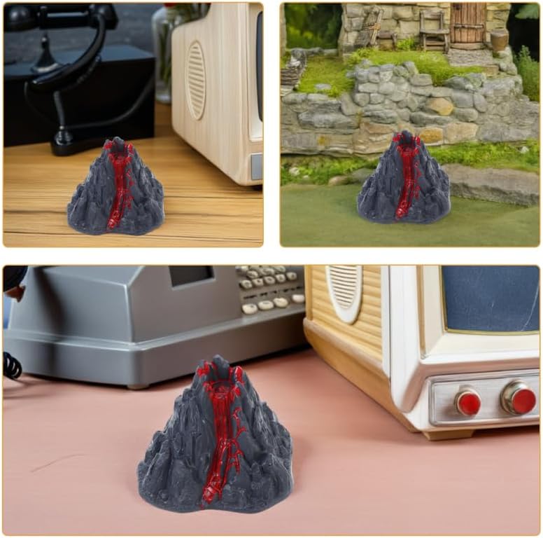 MERRYHAPY Realistic Mini Volcano Model with Erupting Lava Effect for Kids Science Experiments Classroom Demonstrations and Desktop Volcano Decoration 3.14X2.75X2.36In