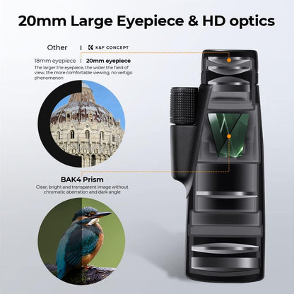 K&F Concept 8-32X50 Zoom Monocular - High Power Dual Focus Prism Compact Monoculars for Kids Adults, with Phone Adapter, Low Light Night Vision, FMC Lens for Bird Watching Hunting Travel Camping Starg