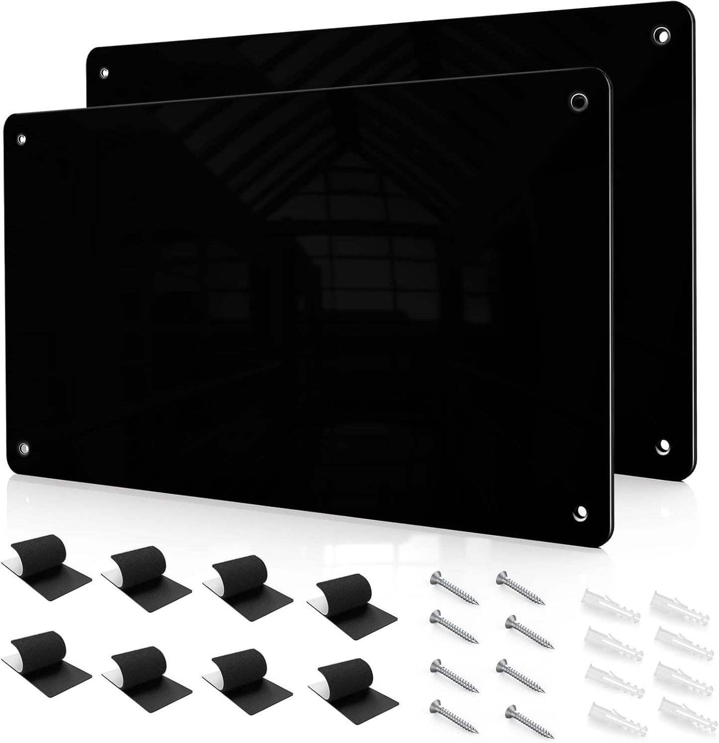 17.7" x 11.8" Black Metal Magnetic Board - Magnet Bulletin Board to Display Magnetic Letters Numbers Animal, Poetry, Spice Jars, Notes, Photos, Suitable for Wall, Refrigerator, Cubicle, Cabinet