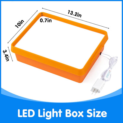 Odoorgames Light Box with Shapes & Cards Set – Light Table for Kids, Educational Toys for Tracing, Sensory Play & Early Learning (Cyan)