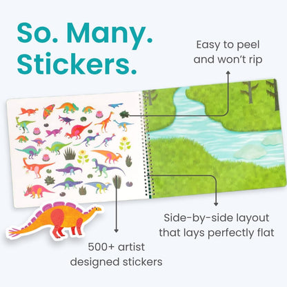 Animals Habitat 500+ Kids Sticker Book by Cupkin Toddler Airplane Travel Activity Coloring and Sticker Book, Road Trip Essentials, 12 Coloring Pages + 12 Scenes for Ages 2–8 Years - Colors A