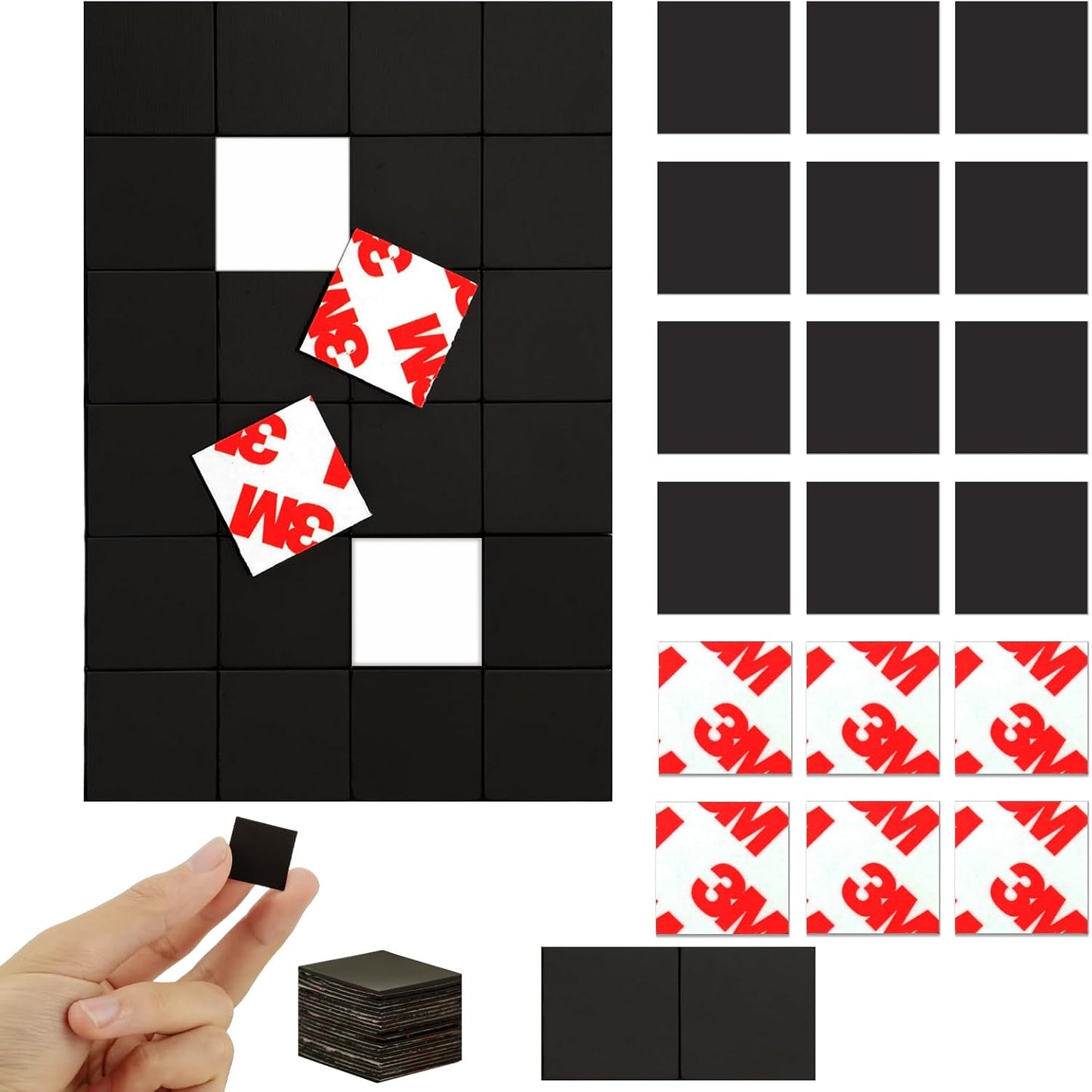 Magnetic Squares with Adhesive Backing(36PCS Each 1.5" x1.5"),Pre-Cut Self Sticky Magnets as Back to School Supplies,Peel and Stick for Cards/Picture/Poster (80mil Magnet)